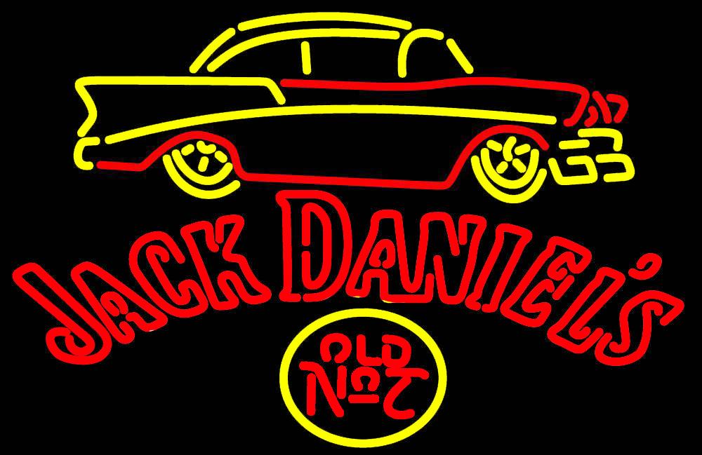 Jack Daniels 57 Chevy Top Yellow Red Neon Sign
